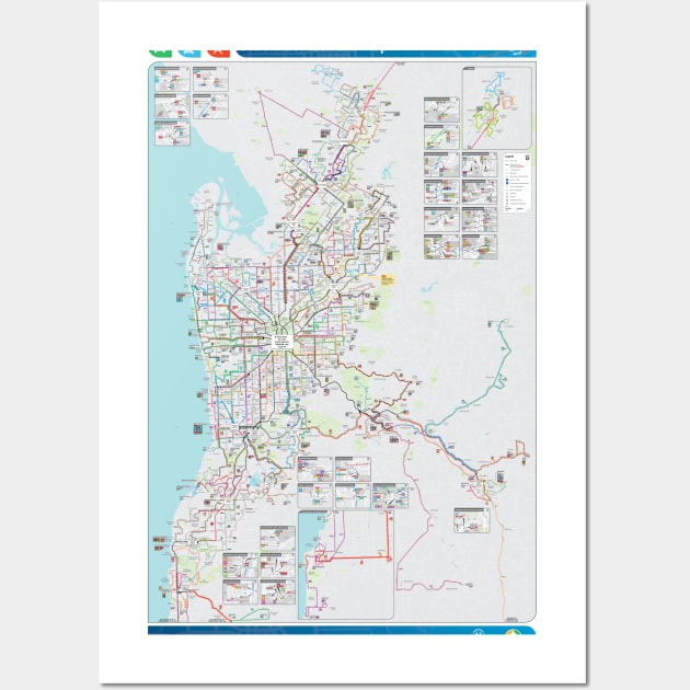 Adelaide - Australia - Bus - Rail - Tram Map - HD Wall Art by Superfunky